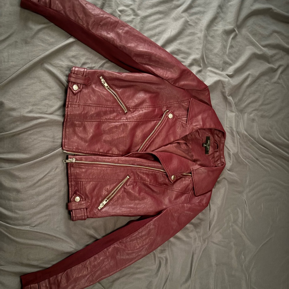 Women's Burgundy Leather Jacket